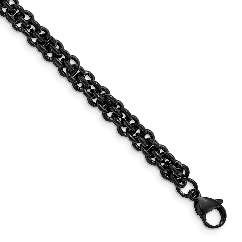 Kazi Luxury Stainless Steel Polished Black IP-plated 9in Bracelet